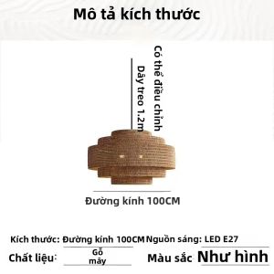 SANGEJIANGREN | Đèn Treo Rattan Phong Cách Zen Cổ Điển
