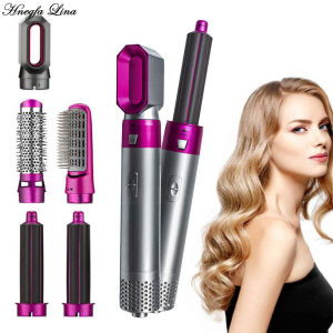 Hengfa Lina Hair Dryer Brush 5 In 1 Electric Blow Dryer Comb Hair Curling Wand Detachable Brush Kit Negative Ion Straightener Hair Curler