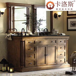 Pastoral Style Artificial Stone Countertop Bathroom Cabinet with Basin by Zhuo Yao Rubber Wood Material Environmental-Friendly