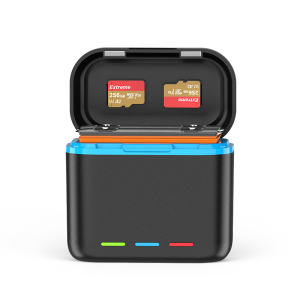 Insta 360 X3 Dual Battery Charger Case & Fast Charging Box With Card Reader Function & SD Storage Slots