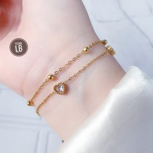 RinaXp- Gelang 2Layer Titanium Rantai Jedar Aksen Love Anti Karat