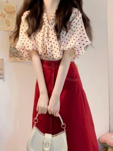 LIRUSHAN | Petite Shirt Dress Red Long Dress