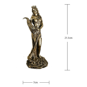 Topstar Blindfolded Buena Fortuna Statue Goddess of Fortune Sculpture 21.5cm Resin Vintage Golden Statue Lucky Home Decor
