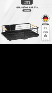 Giá đựng bát đũa thép cacbon Lebenlang LBL6666 có khay hứng nước tay cầm gỗ