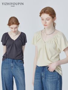 French V-Neck Short Summer T-Shirt
