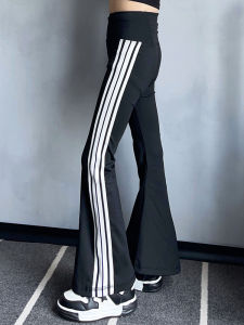 Girls Summer Thin High Waist Yoga Pants Childrens Fashionable Bottoming Bell Bottoms Polyester Cotton Blend Non-Fleece Long Trousers