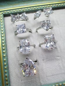 Princess Cut Simulated Diamond Ring 5A Super Shiny Transparent Large Zircon Single Diamond Simple Versatile Open Mouth Ring