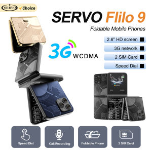 SERVO Flilo9 3G WCDMA Flip Mobile Phone Speed Dial Call Recording Blacklist FM Radio Button Flip Cellular Phone Dual SIM Standby