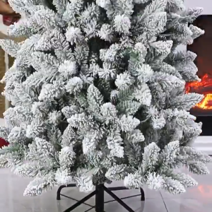 【VIDKHSY Store】4/5/6/7/8ft Snow Flocked Pencil Christmas Tree Slim PVC Artificial Xmas Tree with Metal Stand for Christmas Holiday Decor