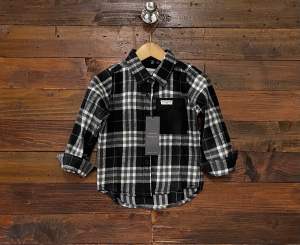 Kemeja flannel anak kotak hitam best seller lengan panjang bisa cod