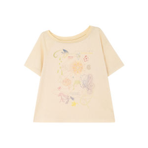 Off-Shoulder Printed Loose Fit T-Shirt