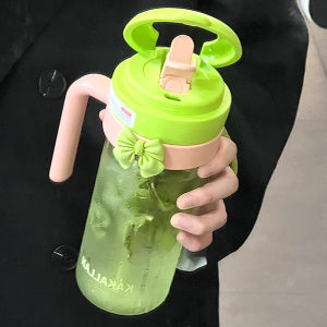 2024 New Large Capacity Portable Plastic Cup with Handle Outdoor Sports Water Bottle Straw Cup High Aesthetic Value Tea Lover