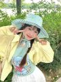 Shu Jiu Jia Mint Mambo Young Adult Big Brim Fisherman Hat Female Summer Green Small Flower Fresh Sun Shade Face Small Sun Protection Hat. 