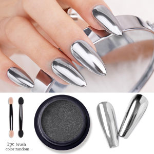 1Jar Sliver Mirror Nail Powder Metallic Holographics Laser Gold Sliver Nail Rubbing Glitter Pigment UV Gel Polish Mirror Power