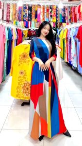 Áo Dài Truyền Thống # Áo Dài Ngũ Sắc Vải Lụa Cho Nữ # Quần Áo Nữ Cao Cấp