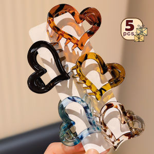 5-Pack Heart Claw Clips – Multi-Color Stylish Hair Grips for All Occasions-Unique Design for Everyday Style
