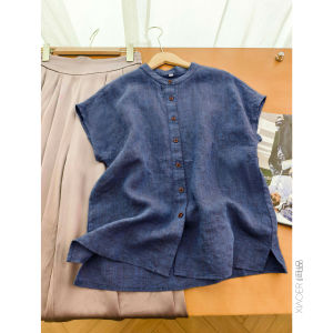 XIAOER | Áo Sơ Mi Vai Nối Dạng Nút 100% Vải Linen