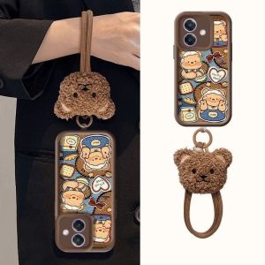 Phone Case OPPO A3 A3X Cute Butter Bear Soft Casing with Plush Doll Lanyard Lens Protection Shockproof Silicone Soft Cover 2025