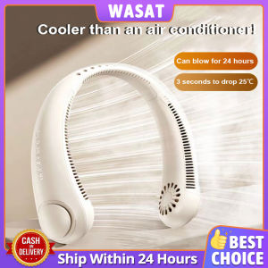 Leafless Hanging Neck Fan Portable Neck Fan Mini Fan Lazy Hanging Neck Fan 62 Surround Air Outlets Summer Outdoor Travel Cooler USB Rechargeable Silent (Green/Pink/White)