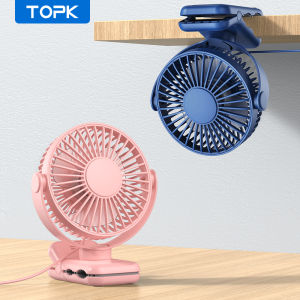TOPK Mini Portable Clip on FanUSB Desk Fan3 Speeds Quiet Wind 720° Rotate Personal Electric FanStanding Fans for Room Home