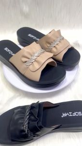 C Sandal Heels SOFIYA Model Hitam Blinks Garis Fashion SUPER EMPUK Bahan Premium TREND WANITA