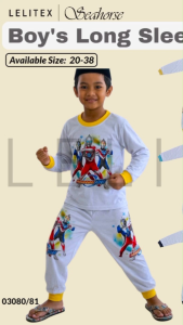 [Clearance/Rejected] Children Kids Boy Off-White/Pure White Pajamas Cartoon Long Sleeve Long Pant Set Cotton Blended Daily Casual Home Sleepwear Age 3-14 Years Comfortable Breathable Slightly Stretchy
