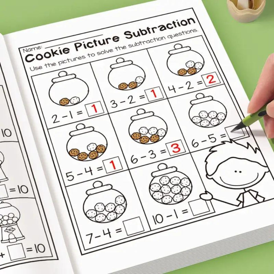 32-Page Preschool & Kindergarten Math Workbook: Addition & Subtraction with Fun Illustrations and Activities