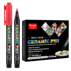 Guangna 12/24 color Ceramic Pen brush Marker set Metallic Color DIY Glass Hand-painted Markers