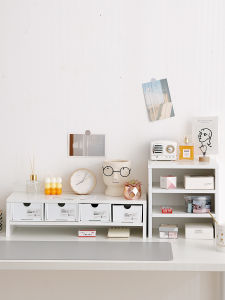 Small Desktop Computer Elevation Frame Drawer Style Stationery Organizer Dormitory Storage Notebook Rack Household Organization Tools
