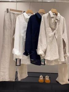NUANPING | Old Money Style Relaxed Fit Women Summer Linen-like Outfit Set