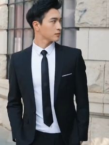 ADO STOCK Two piece set handsome Men Blazer Set Formal Trousers Business Office Slack Pants Jacket Suit Tuxedo