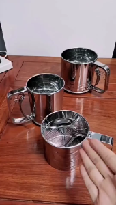 Gelas Ayakan Tepung Saringan Kopi Coklat Gula Halus Stainless Steel