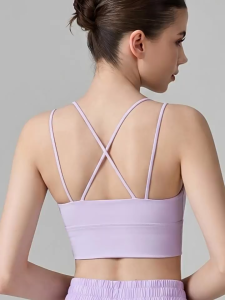 Lycra camisole sports bra womens slim strap beautiful back fixed cup fitness bra worn on the outside worn on the inside running yoga vest