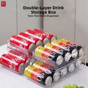 Double Layer Automatic Can Organizer Drink Rack