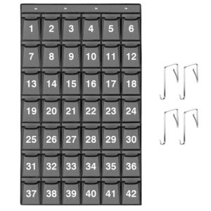42 Pockets Numbered Classroom Pocket Chart for Cell Phones Hanging Pocket Chart Storage for Classroom Phone Calculator Holder