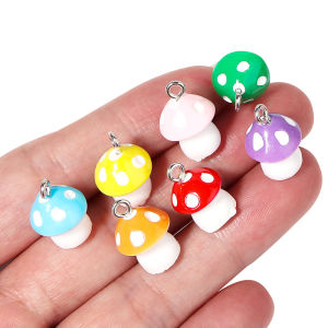 10pcs/lot Colorful Acrylic 3D Mushroom Charms Pendant 16x12mm Mushroom Pendants For DIY Jewelry Making Necklace Earrings