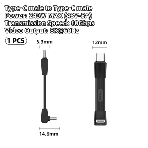 Cáp USB C Sang USB C 240W PD3.1 Sạc Nhanh Hỗ Trợ Video 8K 80Gbps Đầu Cắm Góc 90 Độ Cáp Ngắn Dành Cho Thiết Bị Thunderbolt 5/4/3