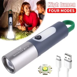 【Rotatingjump】🔥Hot Selling🔥Portable Super Powerful Led Flashlight USB Rechargeable Portable Torch Lantern Multifunctional Outdoor Bright Flashlight