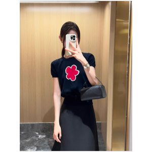 HUOLISI | Shoulder Fit Blue Printed Ice Silk Short Sleeve T-Shirt Slim Short Top