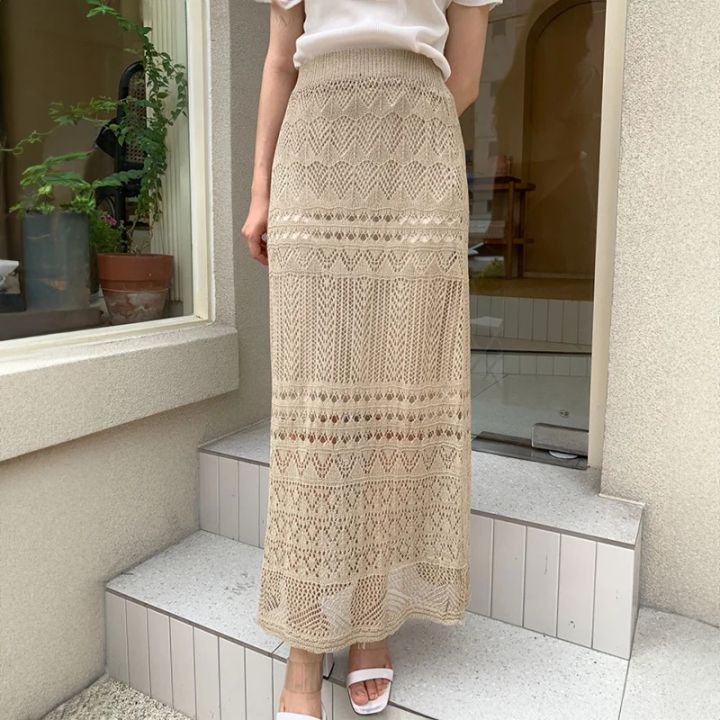 Sheer Crochet Midi Skirt