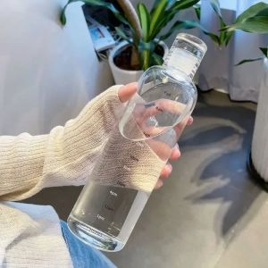 500/750mllucenc Ins Creative Girls Water Bottle Plast Cups High Sense Style Drinking Bottle Plast Scale Cups Kawaii Water Bottle