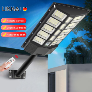 LIKHA Solar Street Light 2000W Solar Outdoor Waterproof Light Dusk to Dawn with Motion Sensor Super Bright LED Solar Street Light