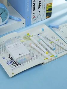 5pcs/set Highlighter Pen Morandi Colored Fluorescent Pen Dual Tips 0.1/0.5cm for Diary Plan Notes School Supplies