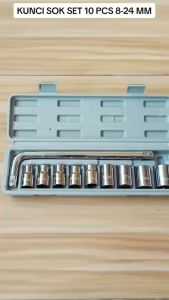 Kunci Sok Socket Tool 10 Pcs Ukuran 8-24mm Crest Alat Perkakas Kunci Pas kunci mobil motor perkakas tukang dan bengkel serbaguna 10 in 1