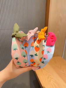 Bando Anak Perempuan Gaya Korea Motif Pita Bandana Bayi Bahan Kain Import
