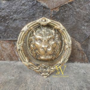 Ketukan Pintu Rumah Kuningan Antik Motif Singa Gerbang 20 cm 1 Pcs