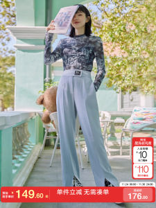 Vero Moda New Spring Summer Pants Womens Fashion Magic Tape Slimming Long Pants Asymmetric Straight Leg Casual Trousers