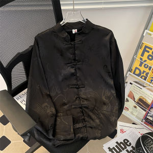 New Chinese Style Long Sleeve Embroidered Casual Loose Mens Shirt Dragon Pattern Button Spring Summer Trendy Brand High End Feeling