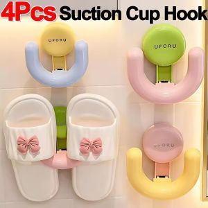 4ชิ้นชั้นวางรองเท้าแตะจุกดูดแบบสุญญากาศชนิดกดแข็งแรงไม่ตะขอเจาะ5โหลดกิโลกรัมแบริ่งเบ็ดแบบยึดติดจุกดูด