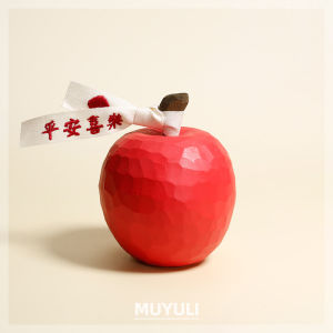 Handcrafted Wooden Carving Apple Desktop Decoration Piece Cute Style Artistic Wooden Sculpture Birthday Gift for Girls And Besties